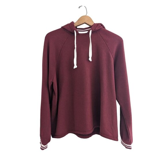 Madewell MWL Superbrushed Easygoing Hoodie Sweatshirt Striped-Trim - Picture 4 of 10